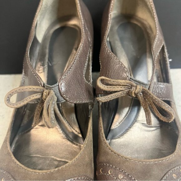 NATURALIZER N5 Comfort Annabelle Leather Suede Brown Pumps 3 Heels Slip On - Picture 4 of 11